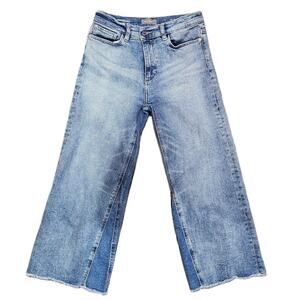 Dl1961 Girls Sky Blue Light Wash Frayed Hem Wide Leg Jeans Size 14